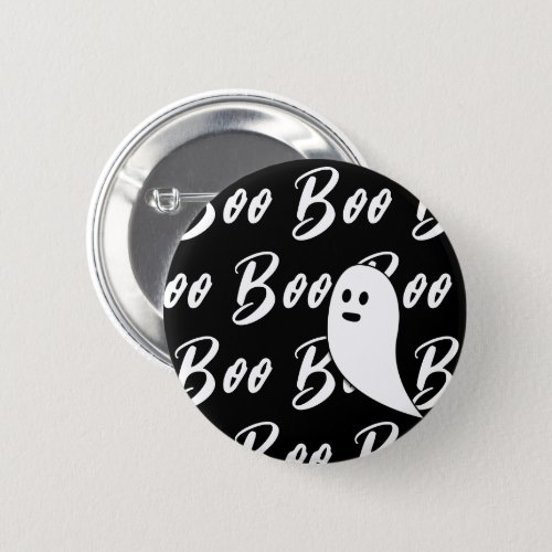 Ghost Halloween black white boo pattern Button