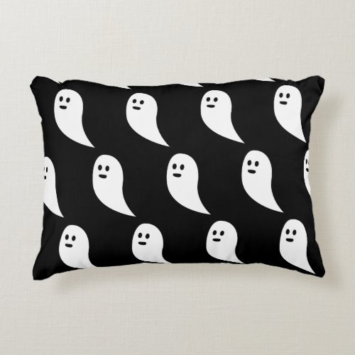 Ghost Halloween black white cute pattern Accent Pillow