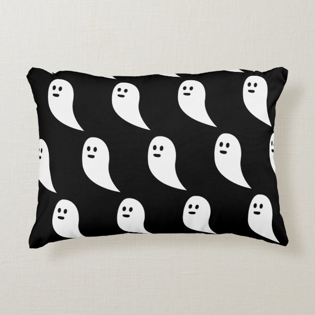 Ghost Halloween black white cute pattern Accent Pillow (Front)