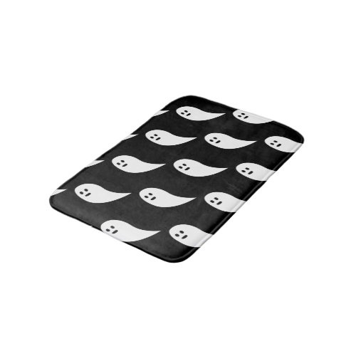 Ghost Halloween black white cute pattern Bath Mat