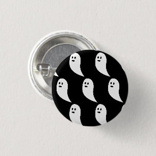 Ghost Halloween black white cute pattern Button