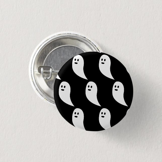 Ghost Halloween black white cute pattern Button (Front & Back)