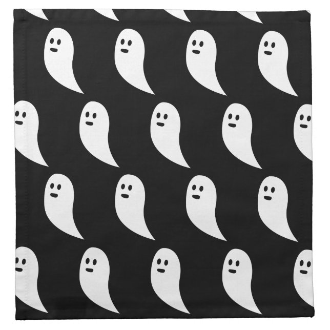 Ghost Halloween black white cute pattern Cloth Napkin (Front)