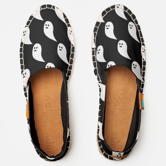 Ghost Halloween black white cute pattern Espadrilles (Front)