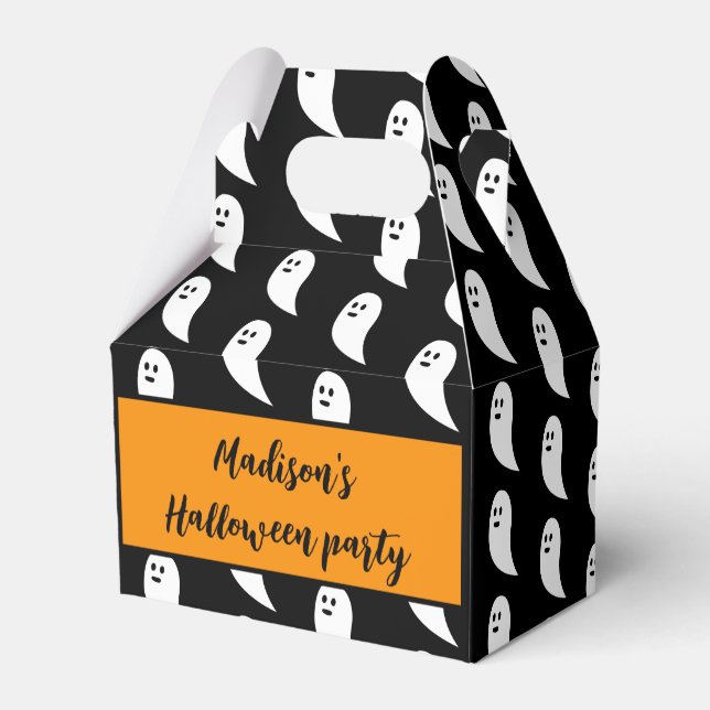 Ghost Halloween black white cute pattern Favor Boxes (Back Side)
