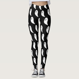 Ghost Halloween black white cute pattern Leggings