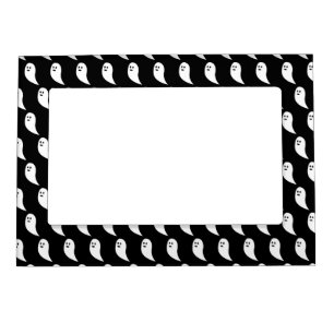 Ghost Halloween black white cute pattern Magnetic Frame