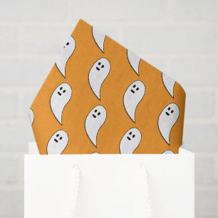 Ghost Halloween black white cute pattern orange Tissue Paper