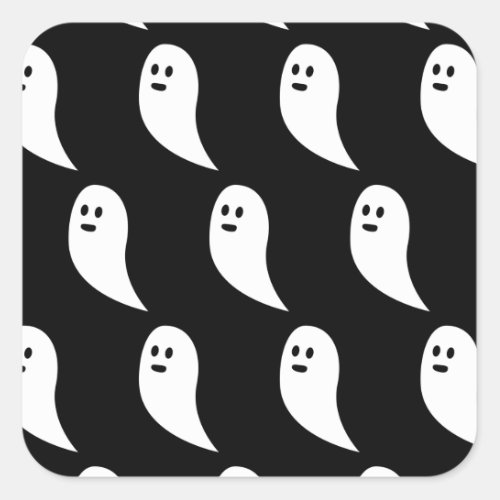 Ghost Halloween black white cute pattern Square Sticker