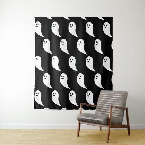 Ghost Halloween black white cute pattern Tapestry