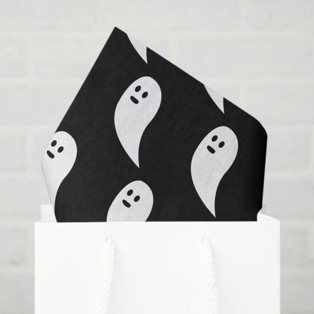 Ghost Halloween black white cute pattern Tissue Paper (Gift Bag)