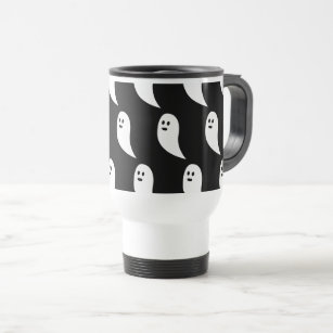 Ghost Halloween black white cute pattern Travel Mug