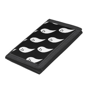 Ghost Halloween black white cute pattern Tri-fold Wallet