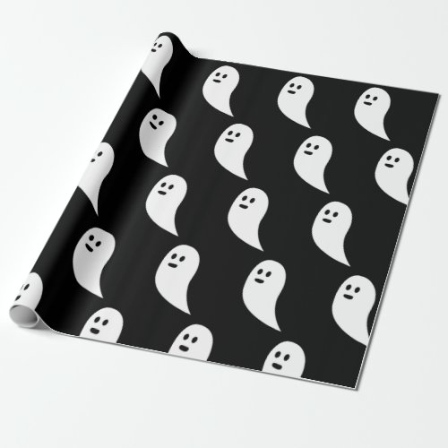 Ghost Halloween black white cute pattern Wrapping Paper