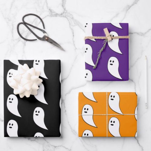 Ghost Halloween black white cute pattern Wrapping Paper Sheets