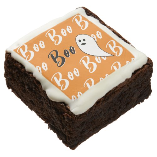 Ghost Halloween black white orange boo Brownie