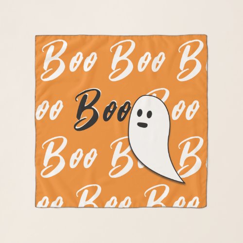 Ghost Halloween black white orange boo Scarf