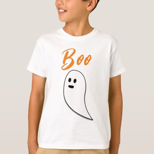 Ghost Halloween black white orange boo T_Shirt