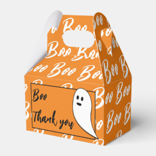 Ghost Halloween black white orange boo Thank you Favor Boxes
