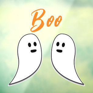 Ghost Halloween black white orange boo Window Cling