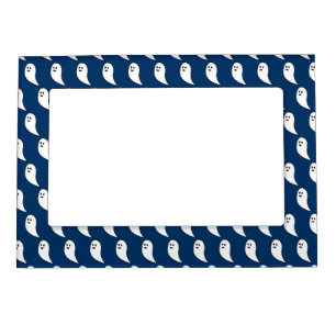 Ghost Halloween blue white cute pattern Magnetic Frame
