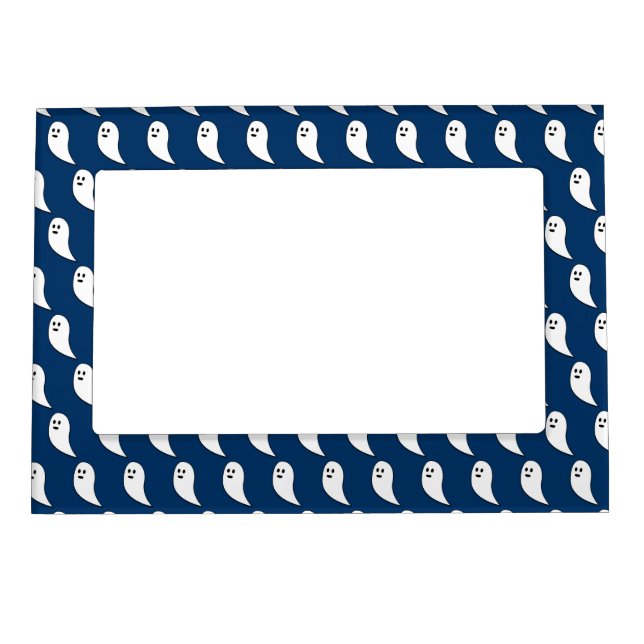 Ghost Halloween blue white cute pattern Magnetic Frame (Front)