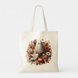 Ghost Halloween Book Tote Bag, Bookish Gifts  Bag