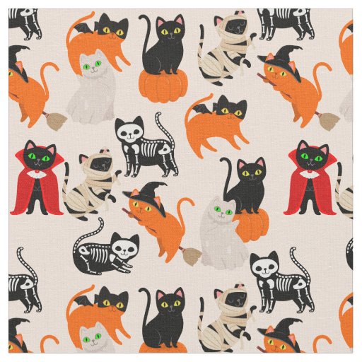 ghost halloween cat mummy witch  fabric