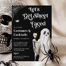 Ghost Halloween Cocktail Party Invitation