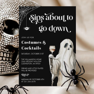 Ghost Halloween Cocktail Party Invitation