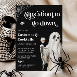 Ghost Halloween Cocktail Party Invitation
