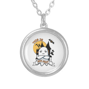 Ghost Halloween Costume Funny Boo Silver Plated Necklace