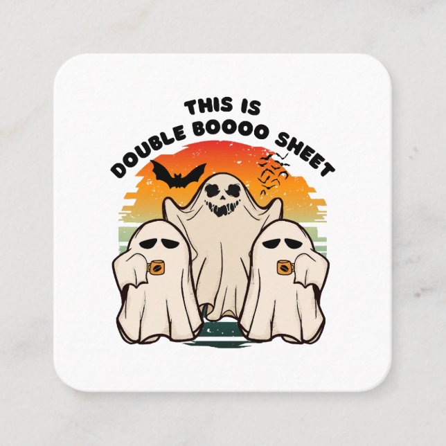 Ghost Halloween Costume Funny Boo Square Business Card (Front)