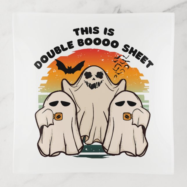 Ghost Halloween Costume Funny Boo Trinket Tray (Front)