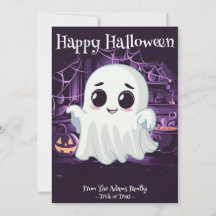 Ghost Halloween Cute Illustration Holiday Card