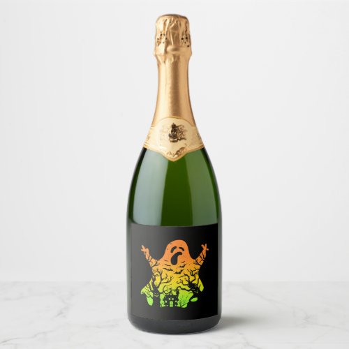 Ghost Halloween Ghost Halloween Spooky Halloween G Sparkling Wine Label