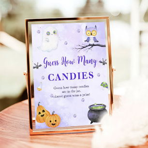 Ghost Halloween Guess How Many Candies Game Poster