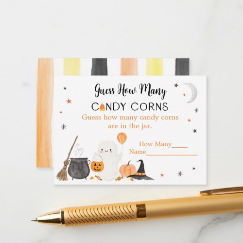 Ghost Halloween Guess How Many Candy Corns Game Enclosure Card