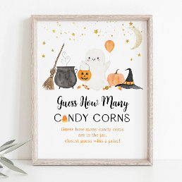 Ghost Halloween Guess How Many Candy Corns Game Poster