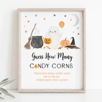 Ghost Halloween Guess How Many Candy Corns Game Poster