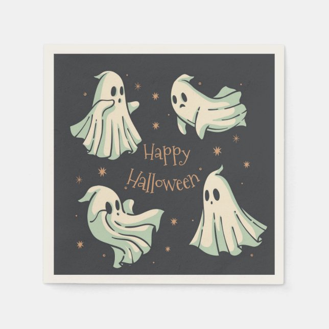 Ghost Halloween Happy Halloween Napkins (Front)