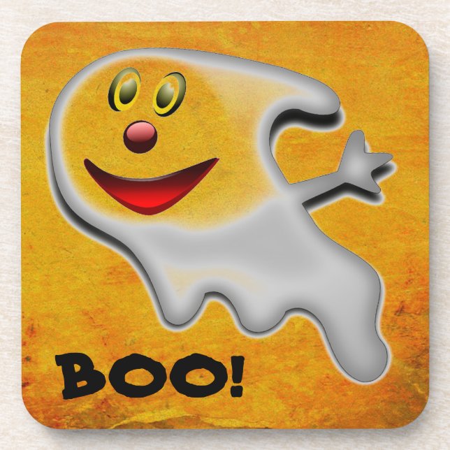 Ghost Halloween Hard plastic coaster (Front)