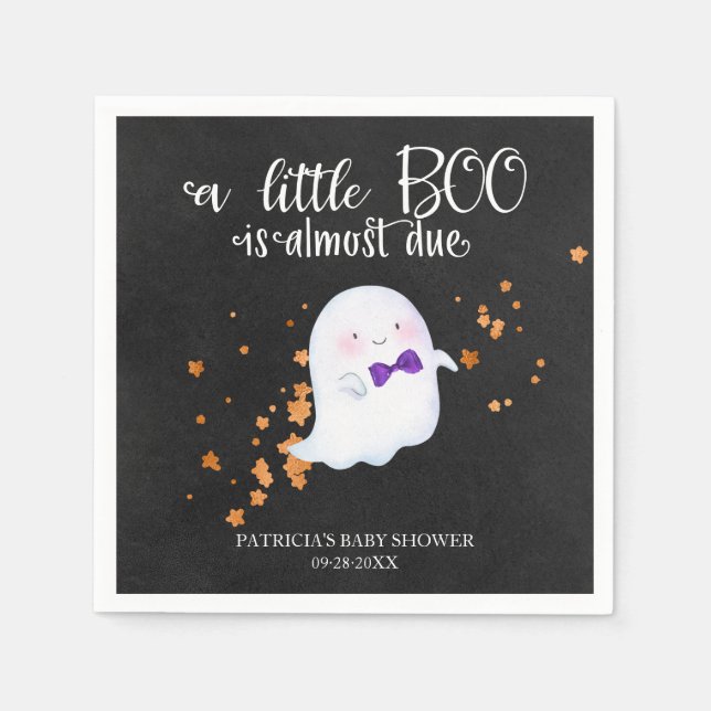 Ghost Halloween Little Boo Boy Baby Shower Napkins (Front)