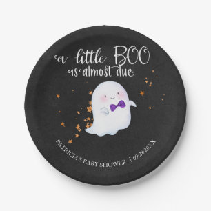 Ghost Halloween Little Boo Boy Baby Shower Paper Plates