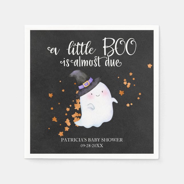 Ghost Halloween Little Boo Girl Baby Shower Napkins (Front)