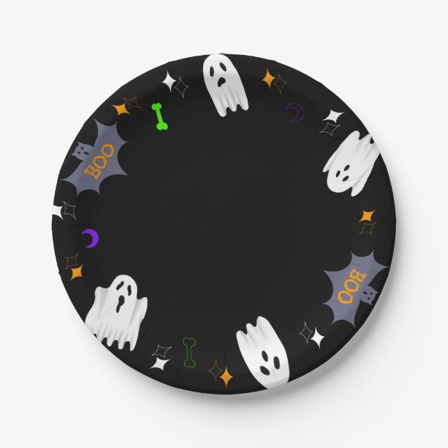Ghost Halloween Paper Plates (Front)
