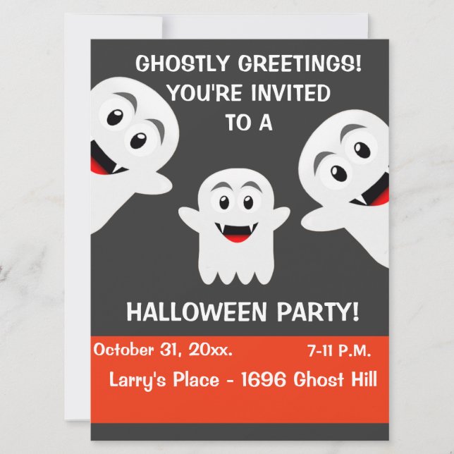 Ghost Halloween Party Invitation (Front)