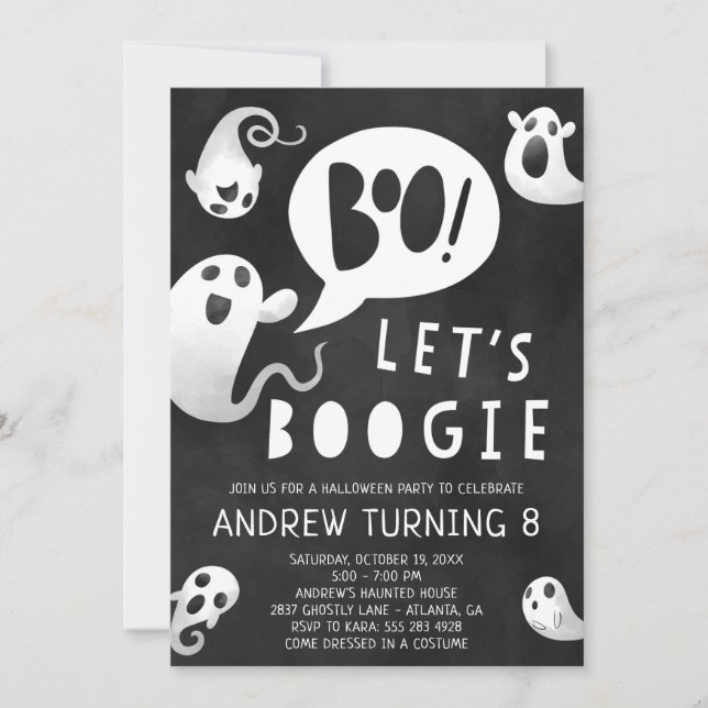 Ghost Halloween Party Invitation - Lets Boogie (Front)
