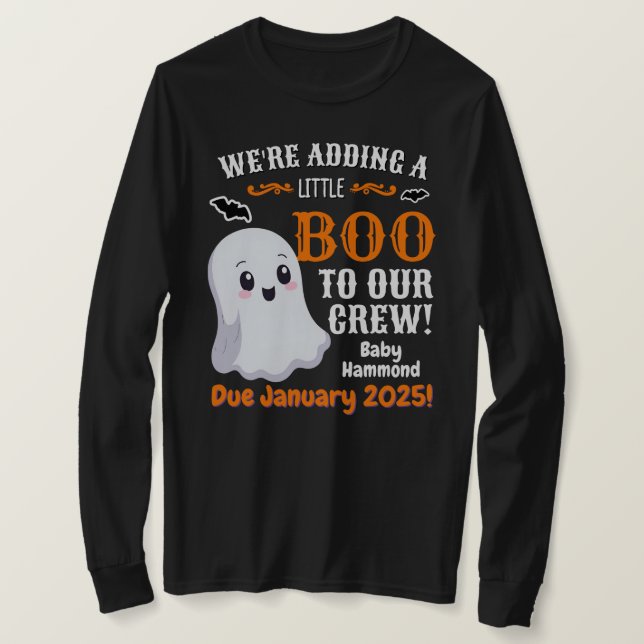 Ghost Halloween Pregnancy Announcement Long Sleeve T-Shirt (Design Front)