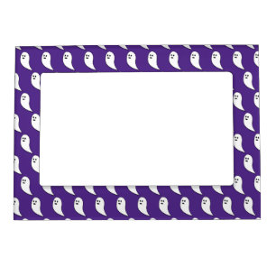 Ghost Halloween purple white cute pattern Magnetic Frame